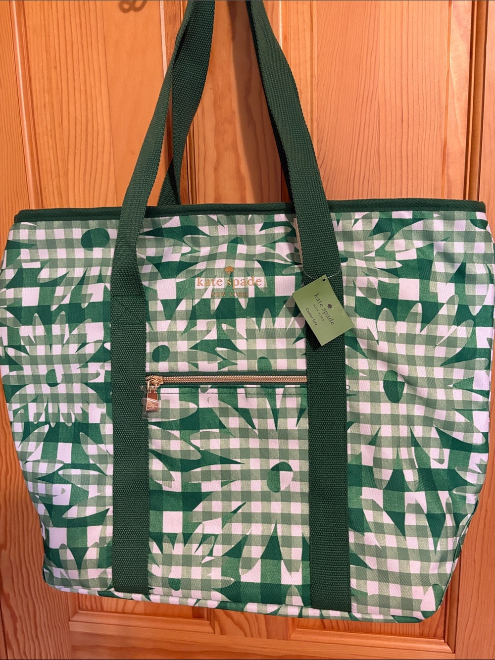 kate spade new york Green/White Soft-Sided Cooler Tote, Zip, Portable-NWT
